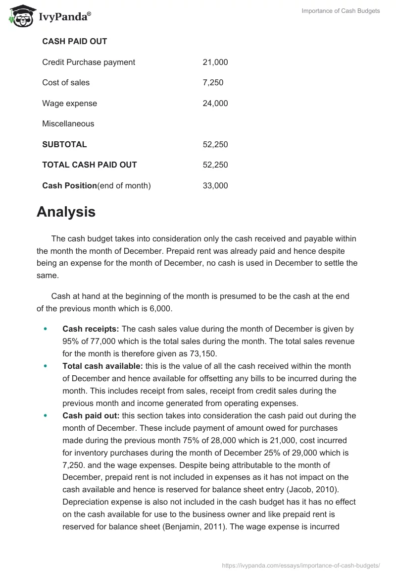 Importance of Cash Budgets. Page 2