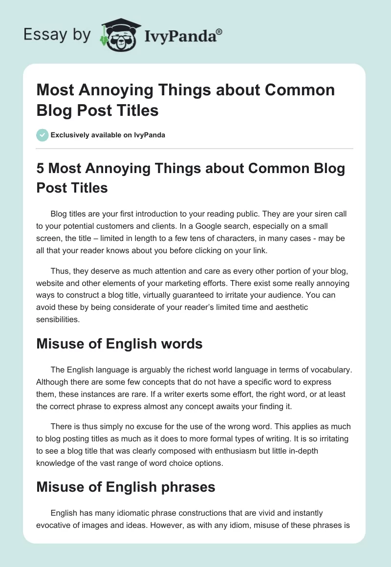 Most Annoying Things about Common Blog Post Titles. Page 1