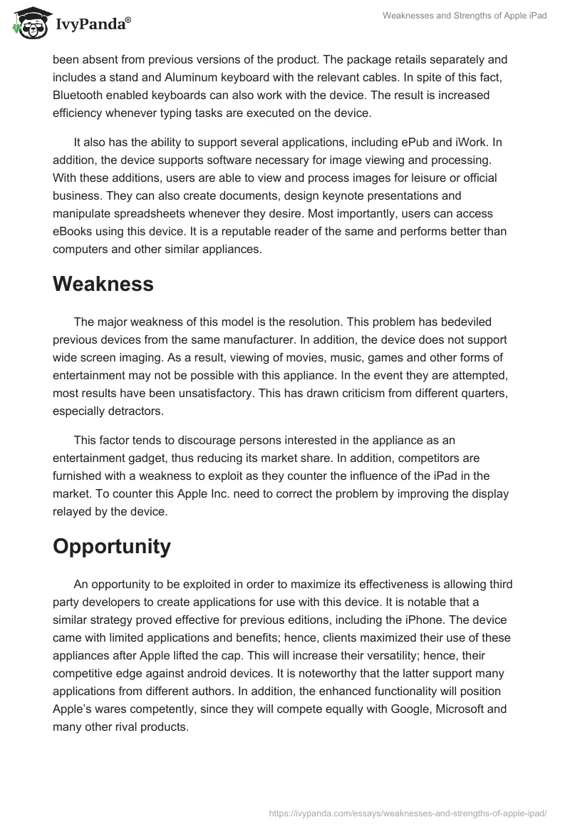 Weaknesses and Strengths of Apple iPad. Page 2