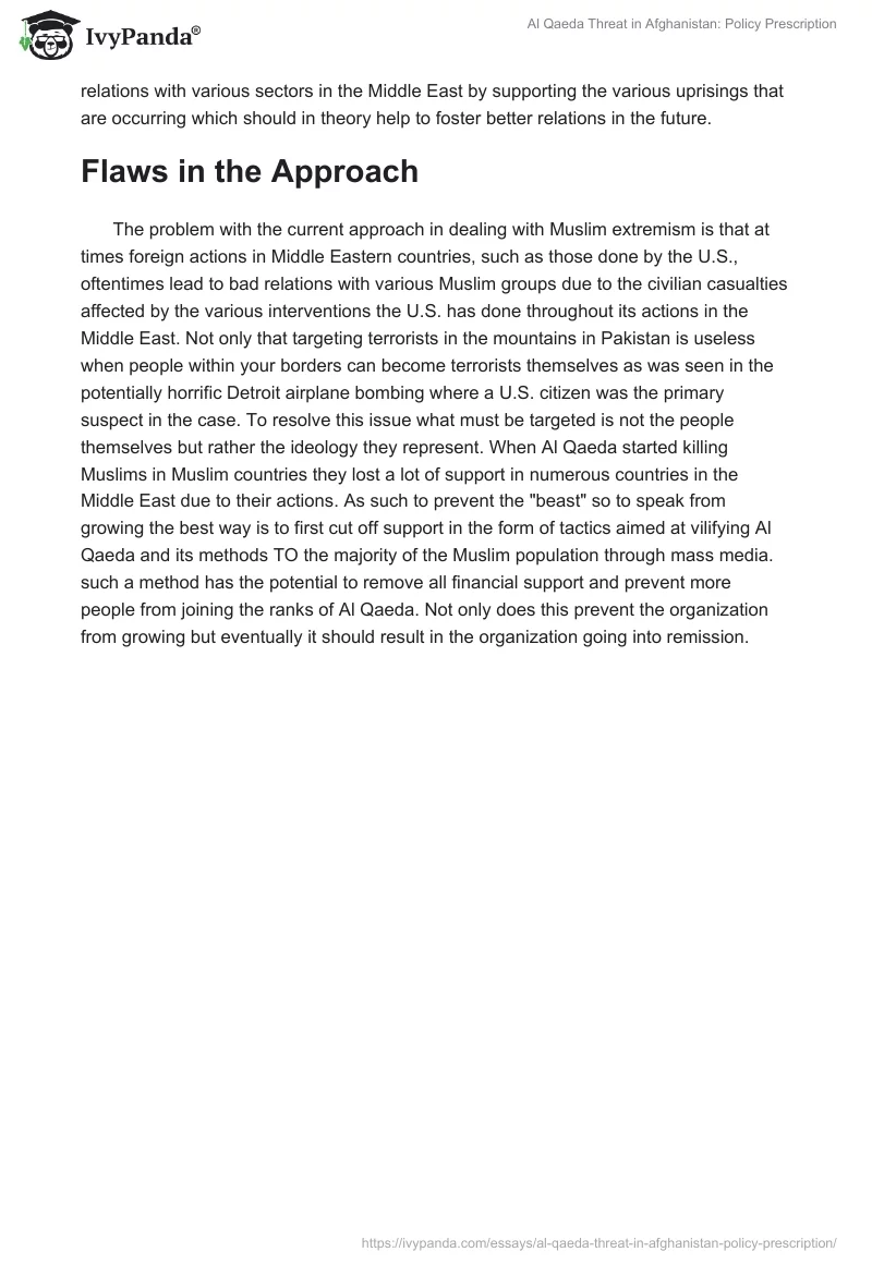 Al Qaeda Threat in Afghanistan: Policy Prescription. Page 3