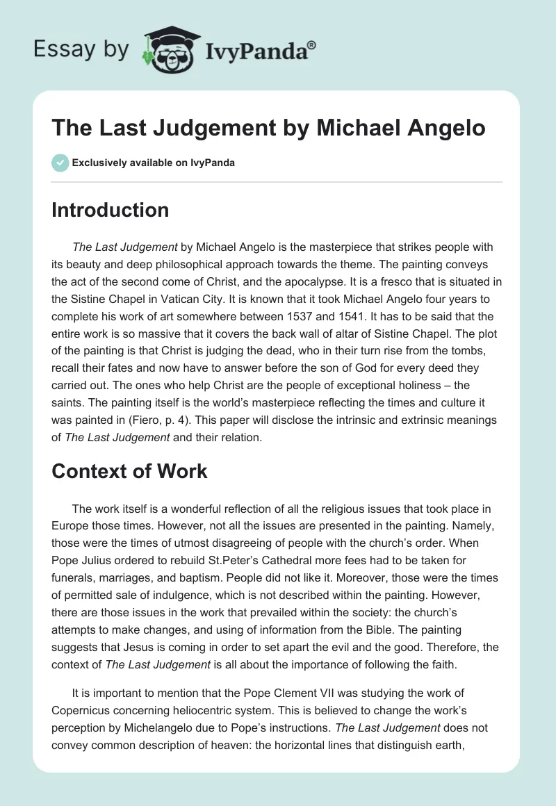 "The Last Judgement" by Michael Angelo. Page 1