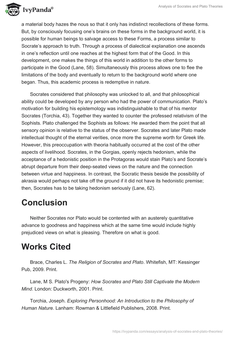 Analysis of Socrates and Plato Theories. Page 2
