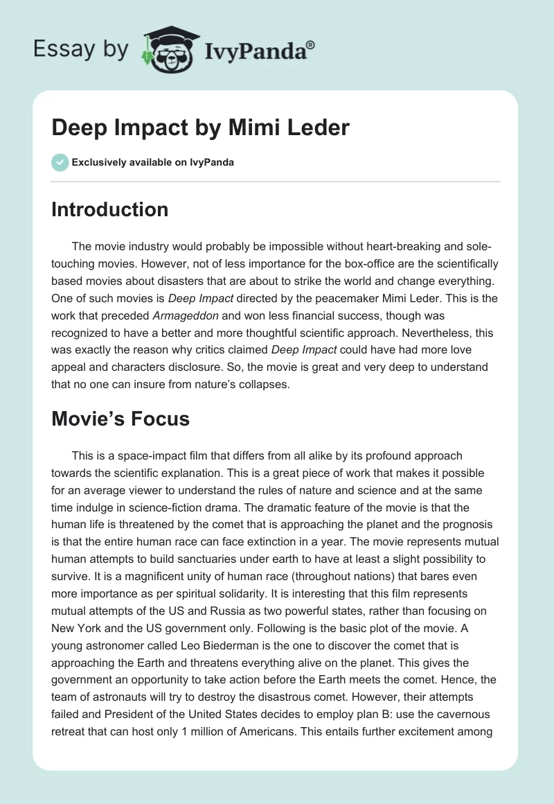 "Deep Impact" by Mimi Leder. Page 1