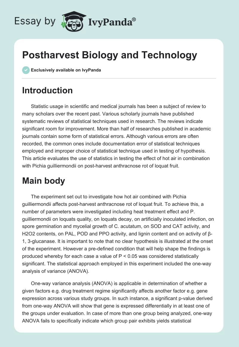 Postharvest Biology and Technology. Page 1