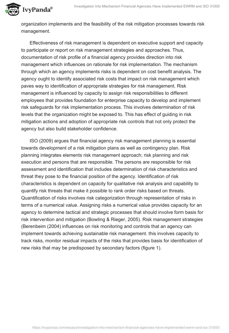 Investigation Into Mechanism Financial Agencies Have Implemented EWRM and ISO 31000. Page 5
