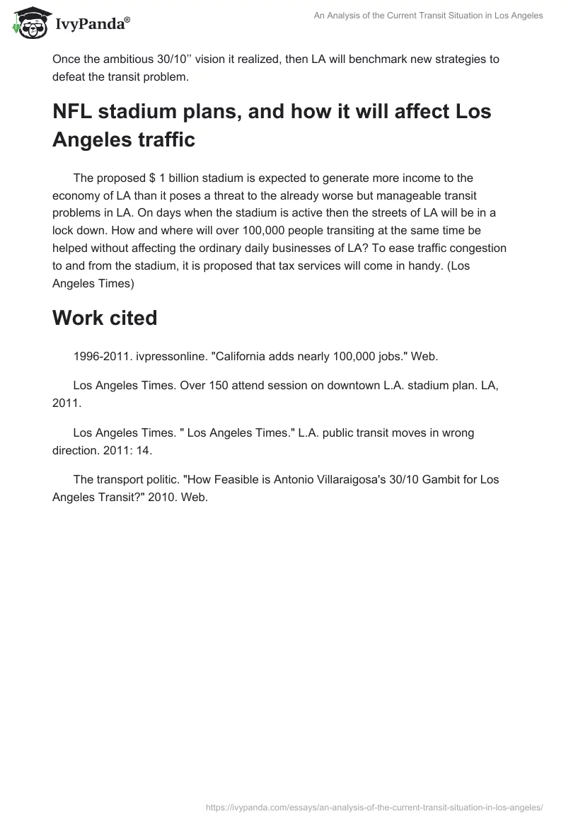 An Analysis of the Current Transit Situation in Los Angeles. Page 3
