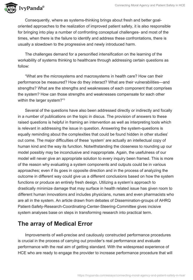 Connecting Moral Agency and Patient Safety in HCE. Page 4