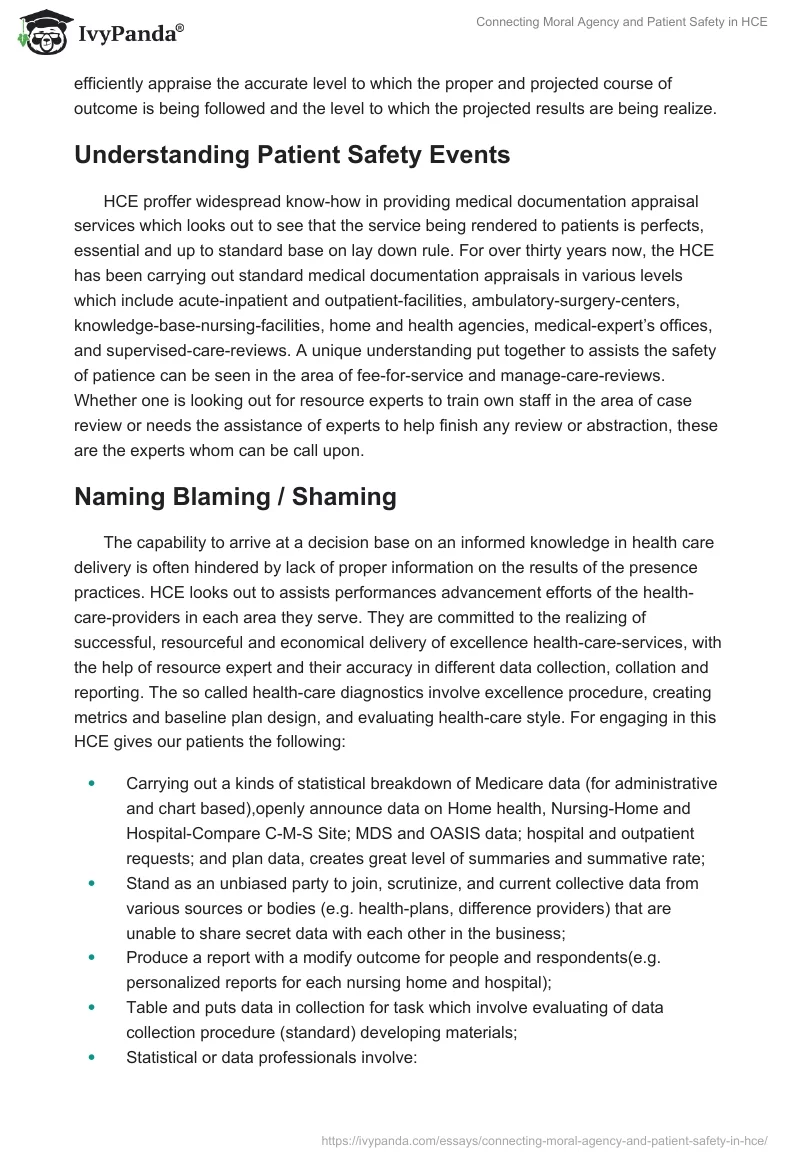 Connecting Moral Agency and Patient Safety in HCE. Page 5