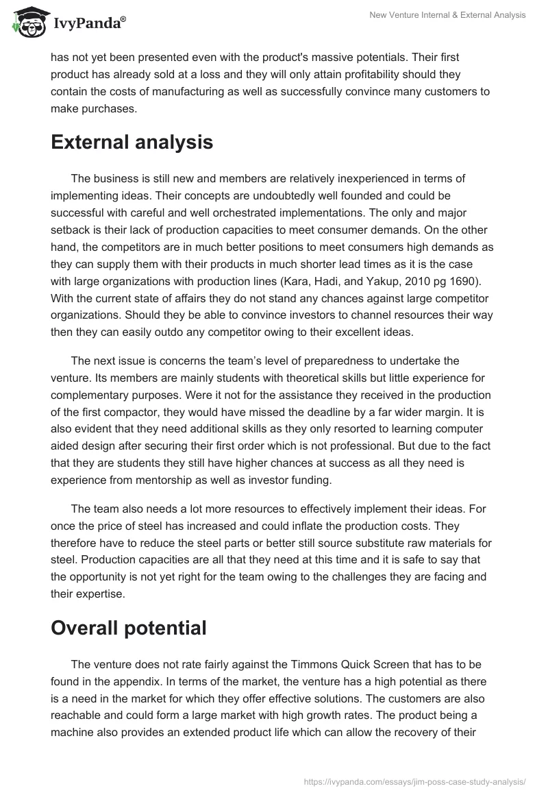 New Venture Internal & External Analysis. Page 2