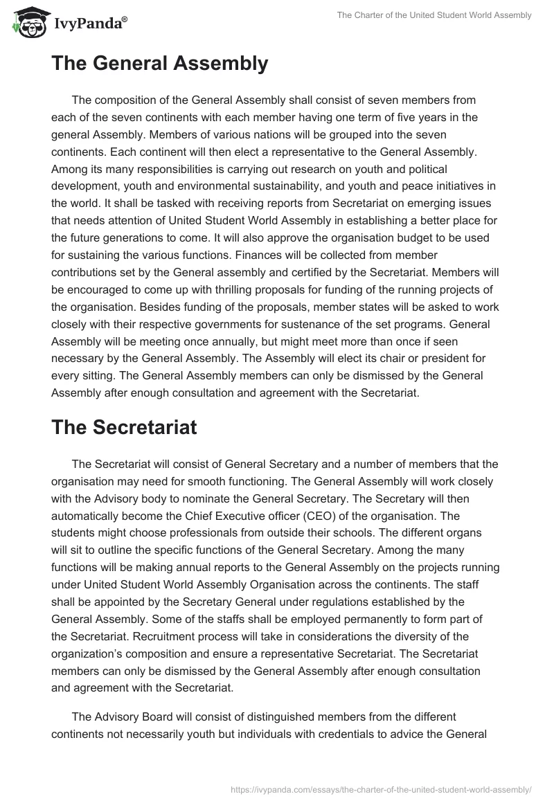 The Charter of the United Student World Assembly. Page 2