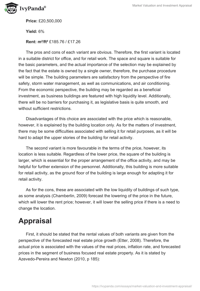 Market Valuation and Investment Appraisal. Page 5