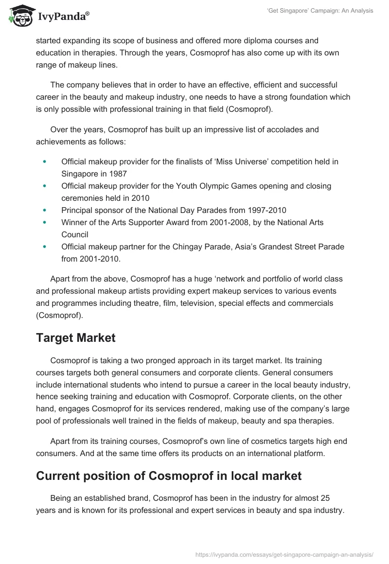 ‘Get Singapore’ Campaign: An Analysis. Page 2