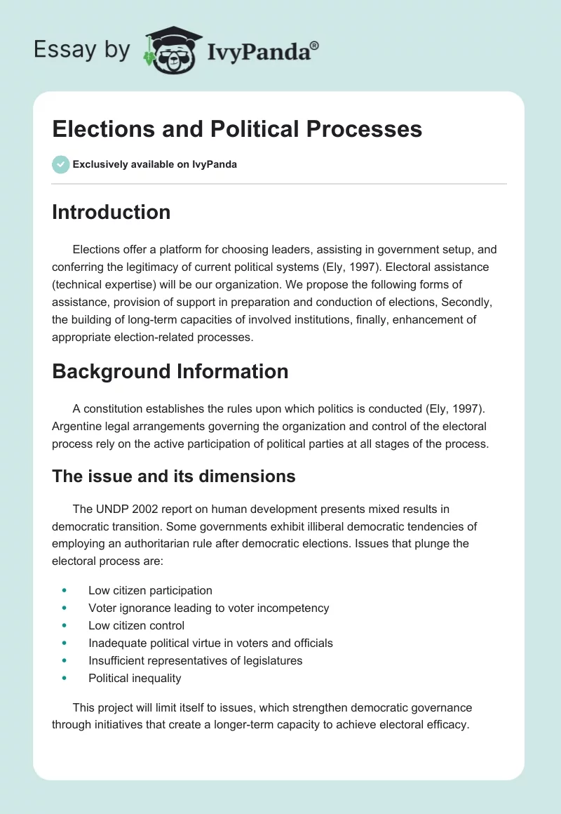 Elections and Political Processes. Page 1