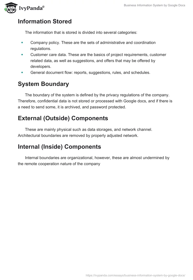Business Information System by Google Docs. Page 3
