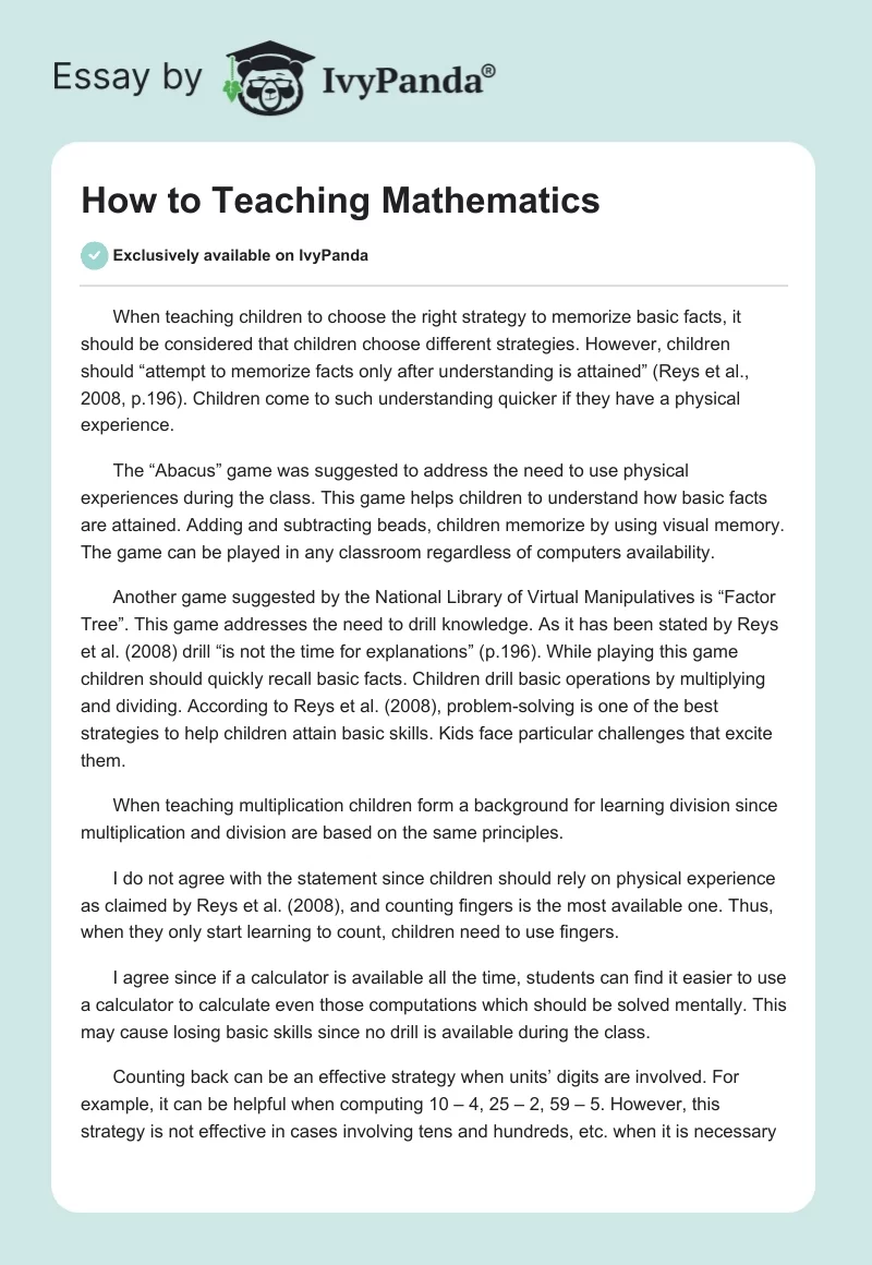 How to Teaching Mathematics. Page 1