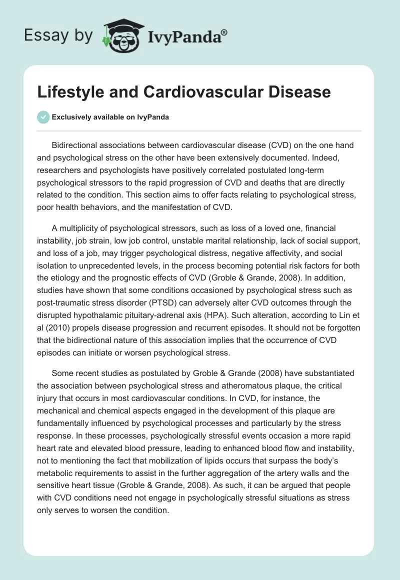 Lifestyle and Cardiovascular Disease. Page 1