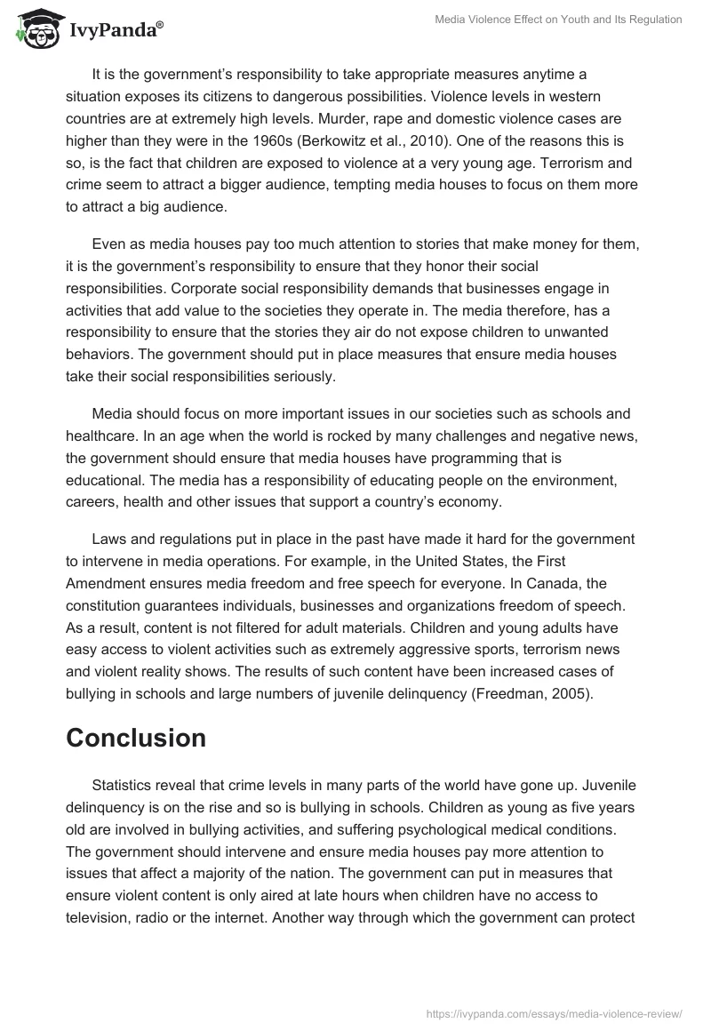 Media Violence Effect on Youth and Its Regulation. Page 2