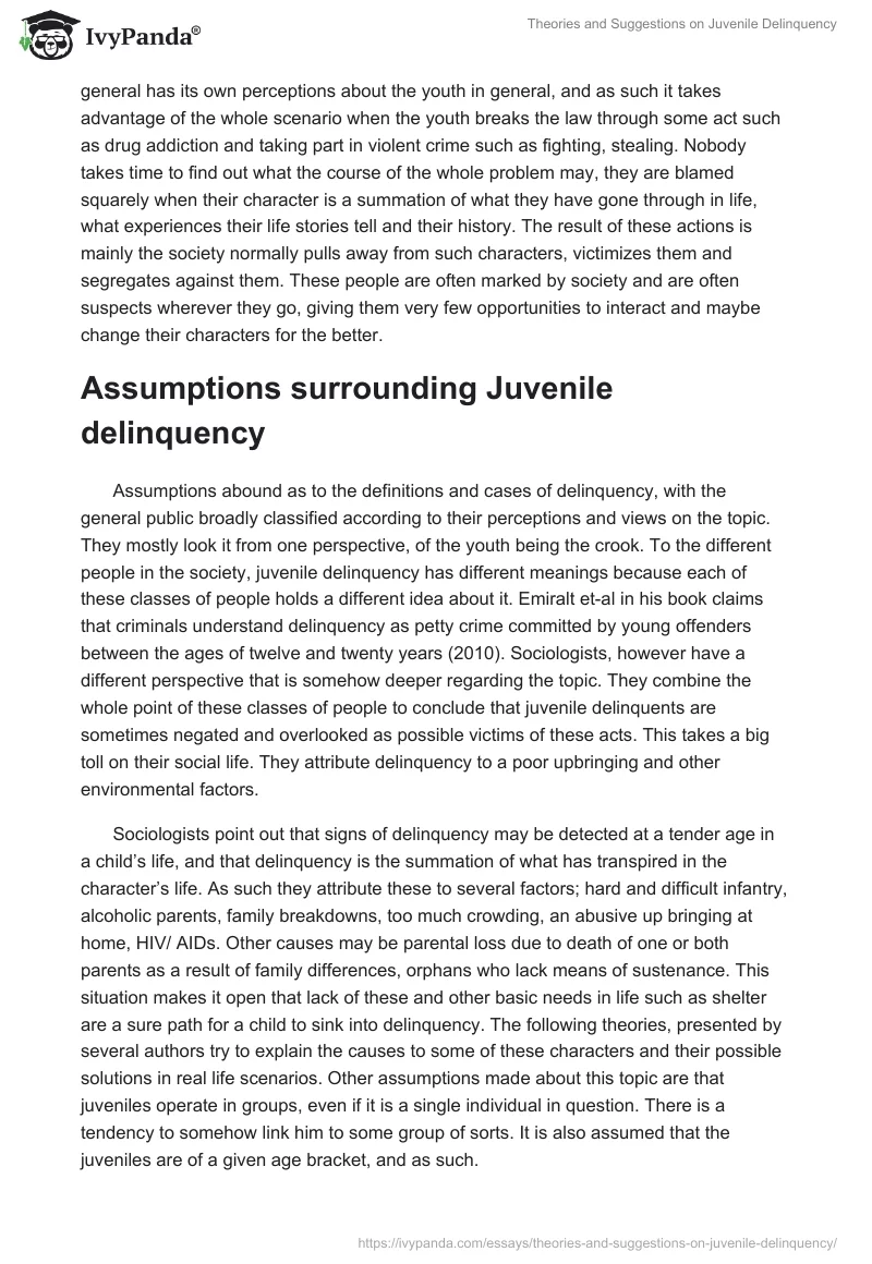 Theories and Suggestions on Juvenile Delinquency. Page 2