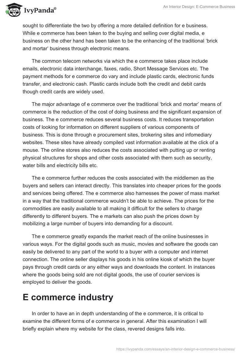 An Interior Design: E-Commerce Business. Page 2