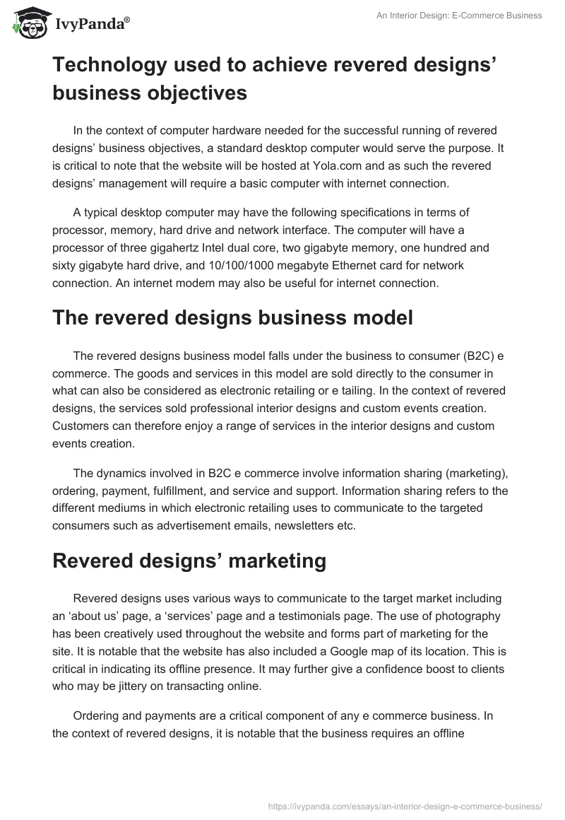 An Interior Design: E-Commerce Business. Page 5