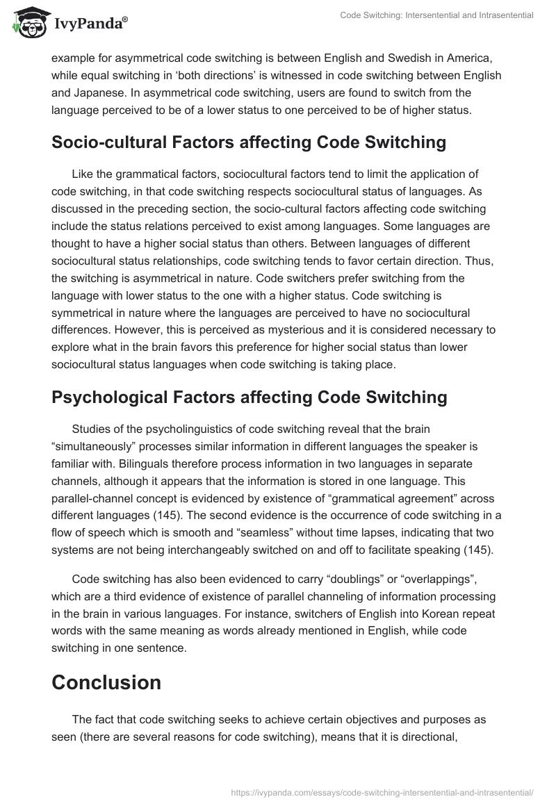 Code Switching: Intersentential and Intrasentential. Page 5