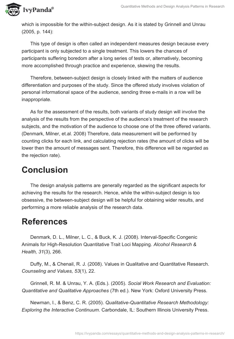 Quantitative Methods and Design Analysis Patterns in Research. Page 3