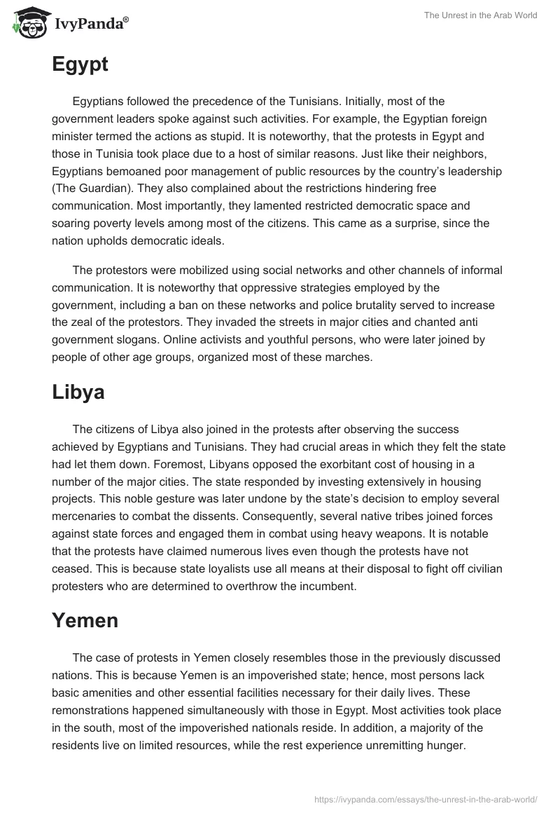 The Unrest in the Arab World. Page 2