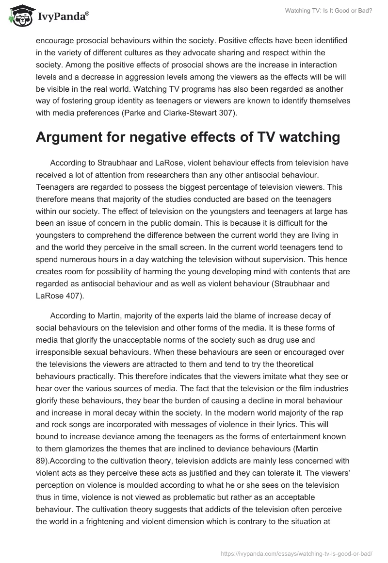essay on watching tv is good or bad