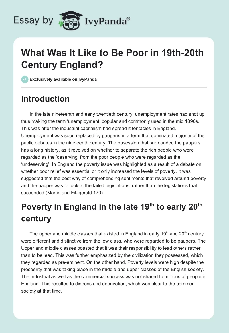 What Was It Like to Be Poor in 19th-20th Century England?. Page 1