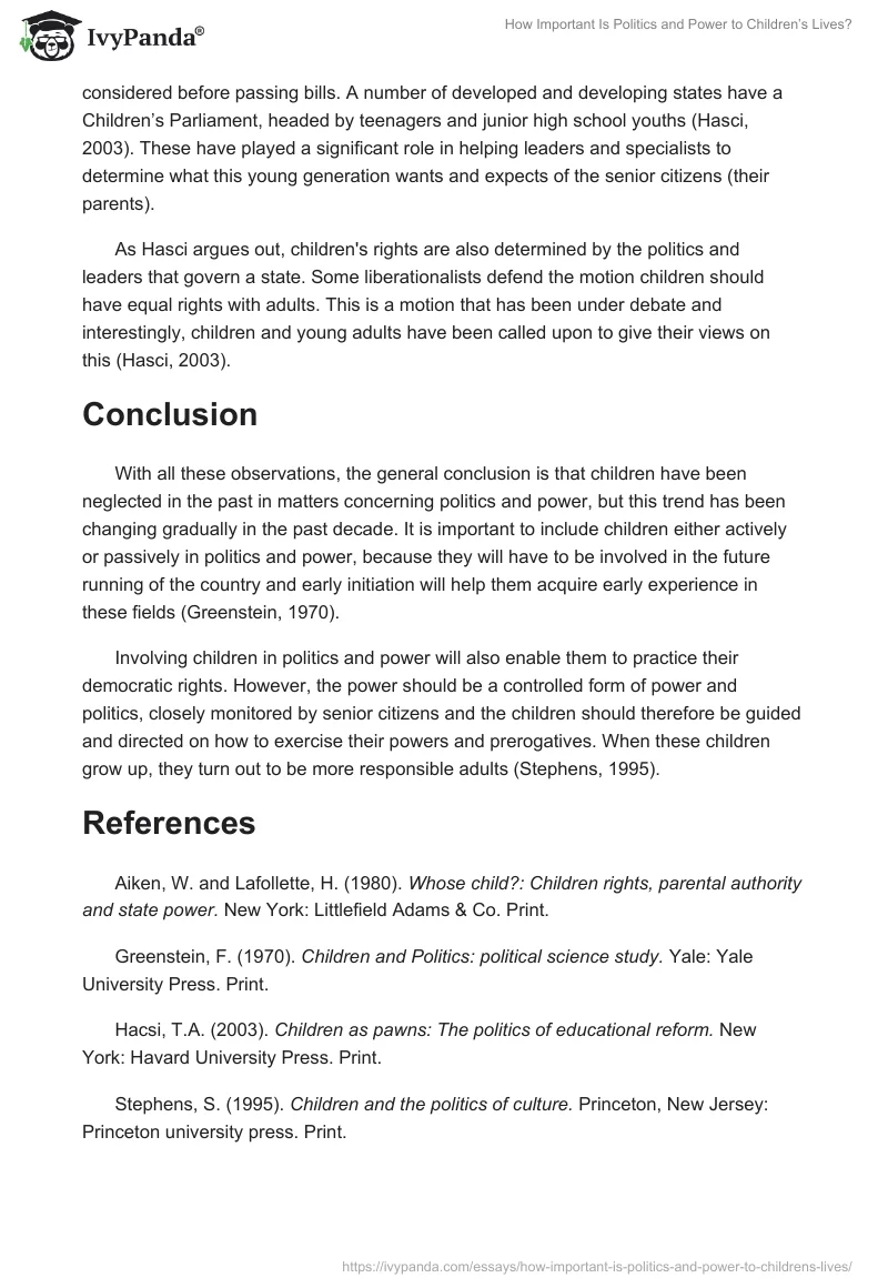 How Important Is Politics and Power to Children’s Lives?. Page 2