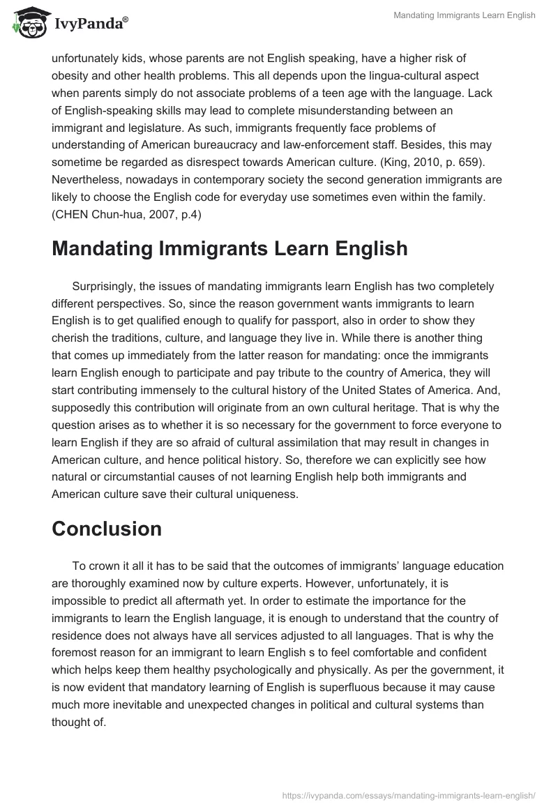 Mandating Immigrants Learn English. Page 4