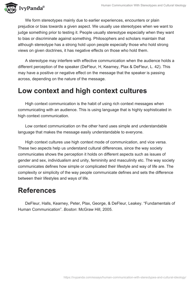 Human Communication With Stereotypes and Cultural Ideology. Page 2