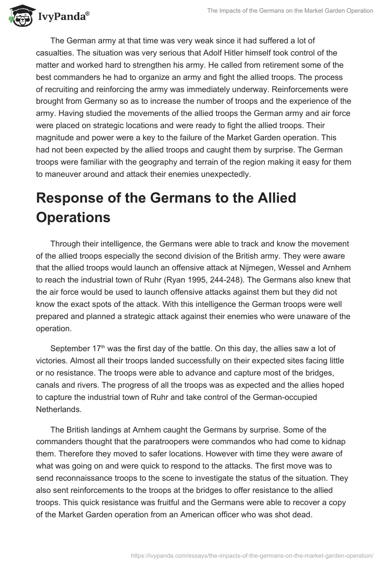 The Impacts of the Germans on the Market Garden Operation. Page 2