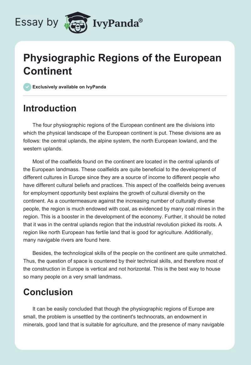 Physiographic Regions of the European Continent. Page 1