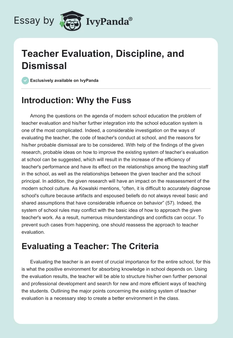 Teacher Evaluation, Discipline, and Dismissal. Page 1