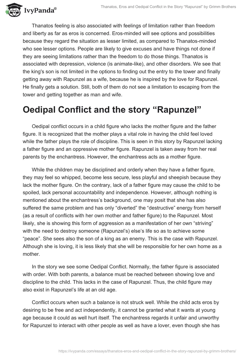 Thanatos, Eros and Oedipal Conflict in the Story “Rapunzel” by Grimm Brothers. Page 5
