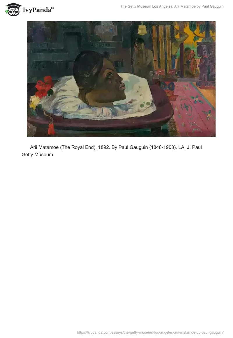 The Getty Museum Los Angeles: Arii Matamoe by Paul Gauguin. Page 4