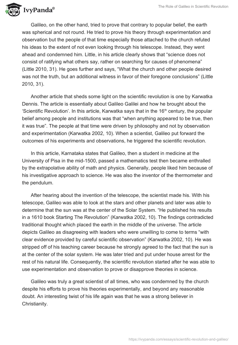 The Role of Galileo in Scientific Revolution. Page 2