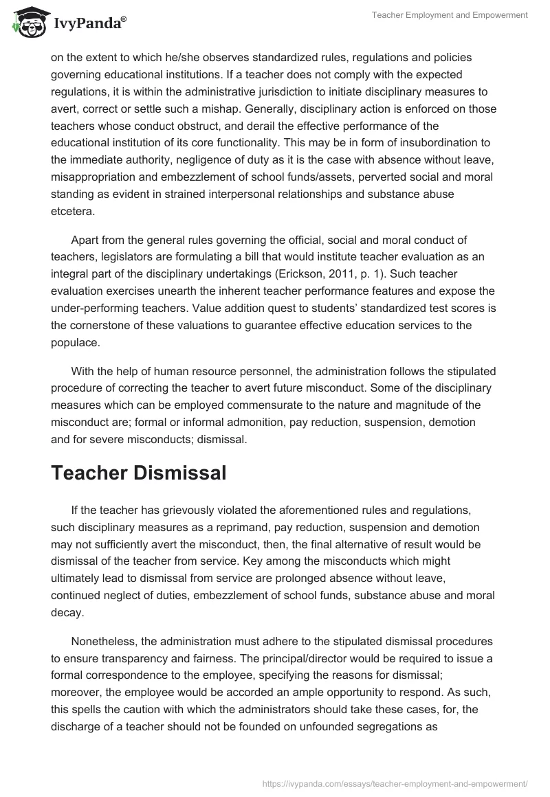 Teacher Employment and Empowerment. Page 2