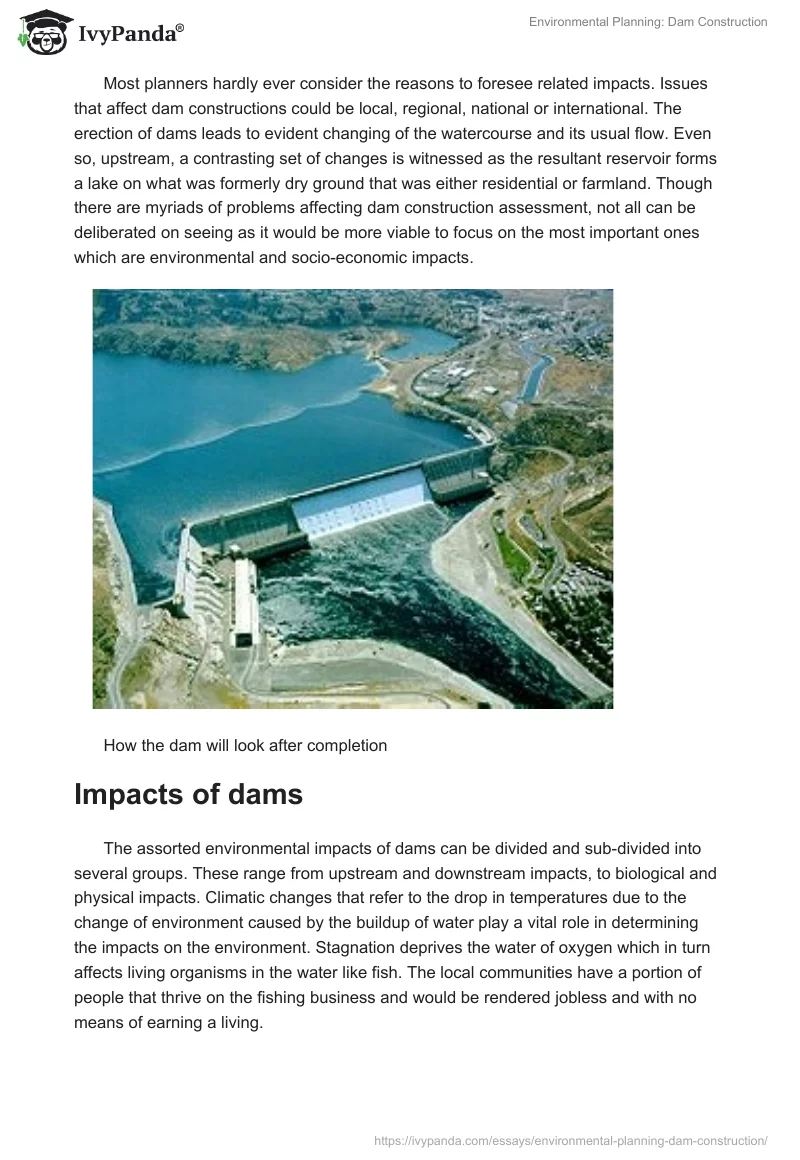 Environmental Planning: Dam Construction. Page 2