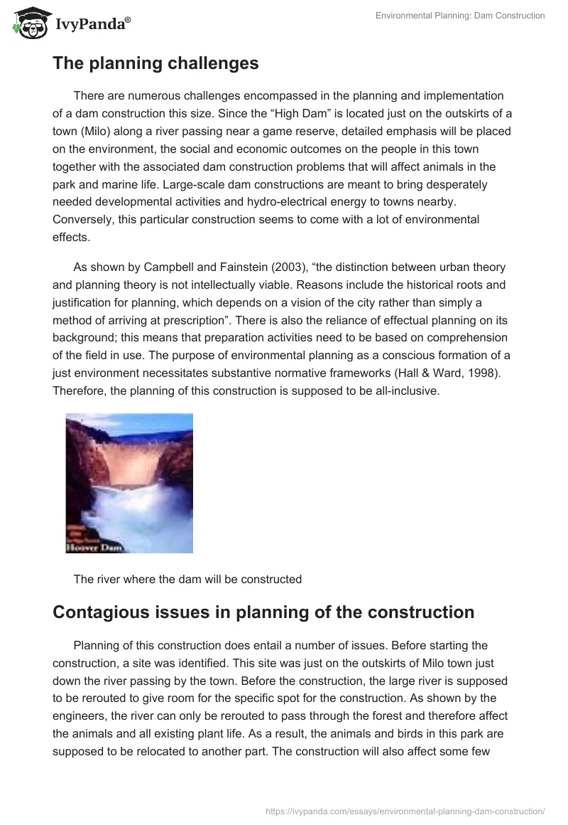 Environmental Planning: Dam Construction. Page 4
