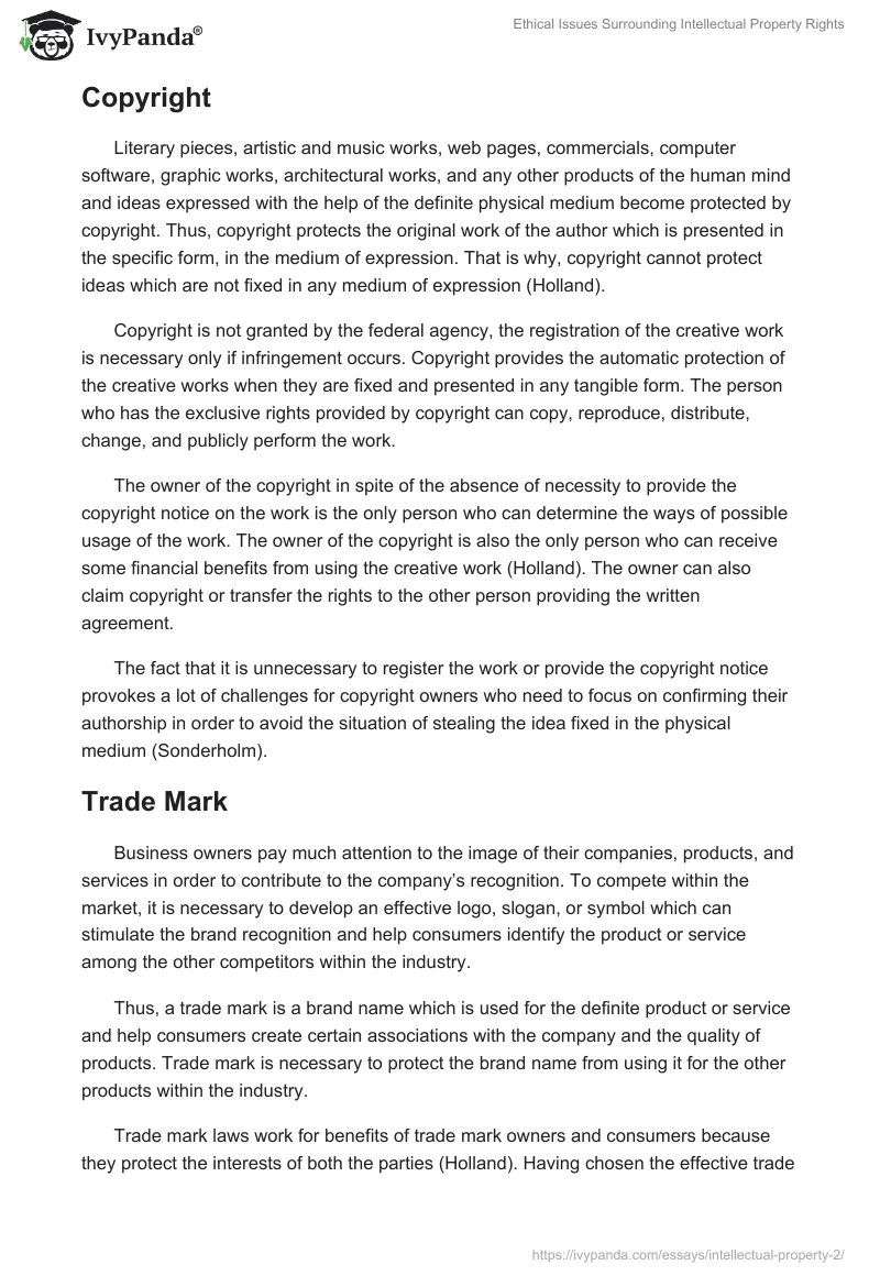 Ethical Issues Surrounding Intellectual Property Rights. Page 2
