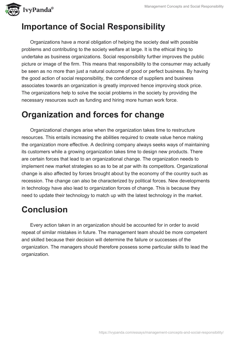 Management Concepts and Social Responsibility. Page 2