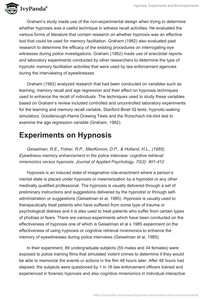 Hypnosis: Experiments and Non-Experiments. Page 3