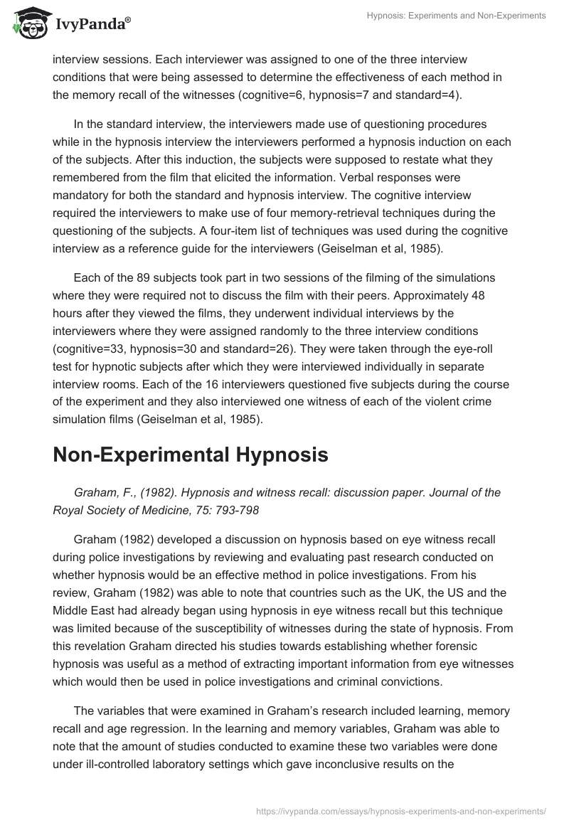 Hypnosis: Experiments and Non-Experiments. Page 4