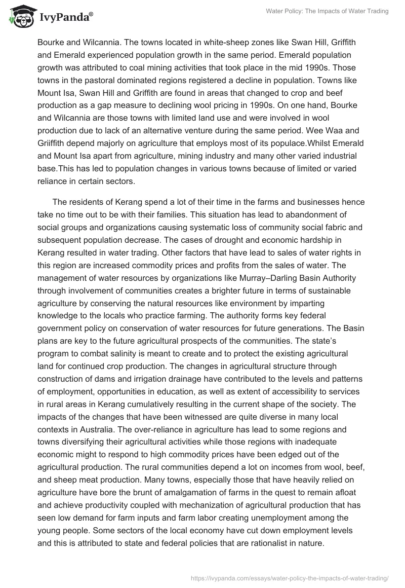 Water Policy: The Impacts of Water Trading. Page 2