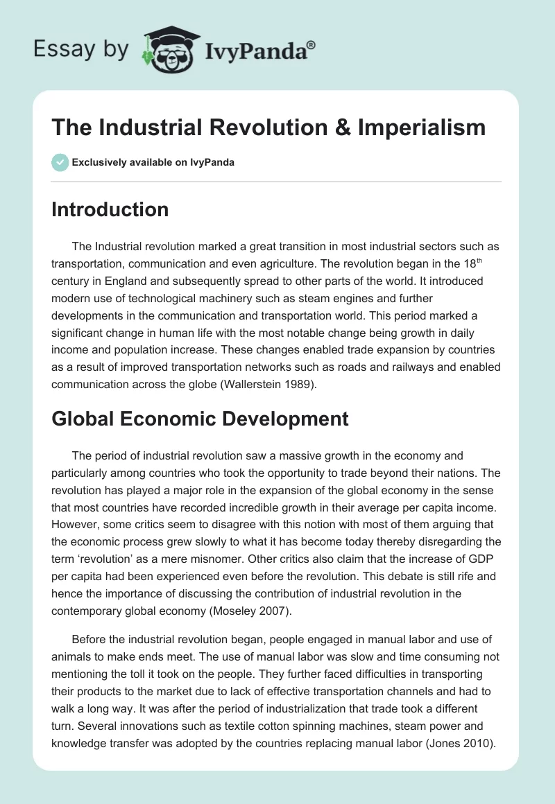 The Industrial Revolution & Imperialism. Page 1