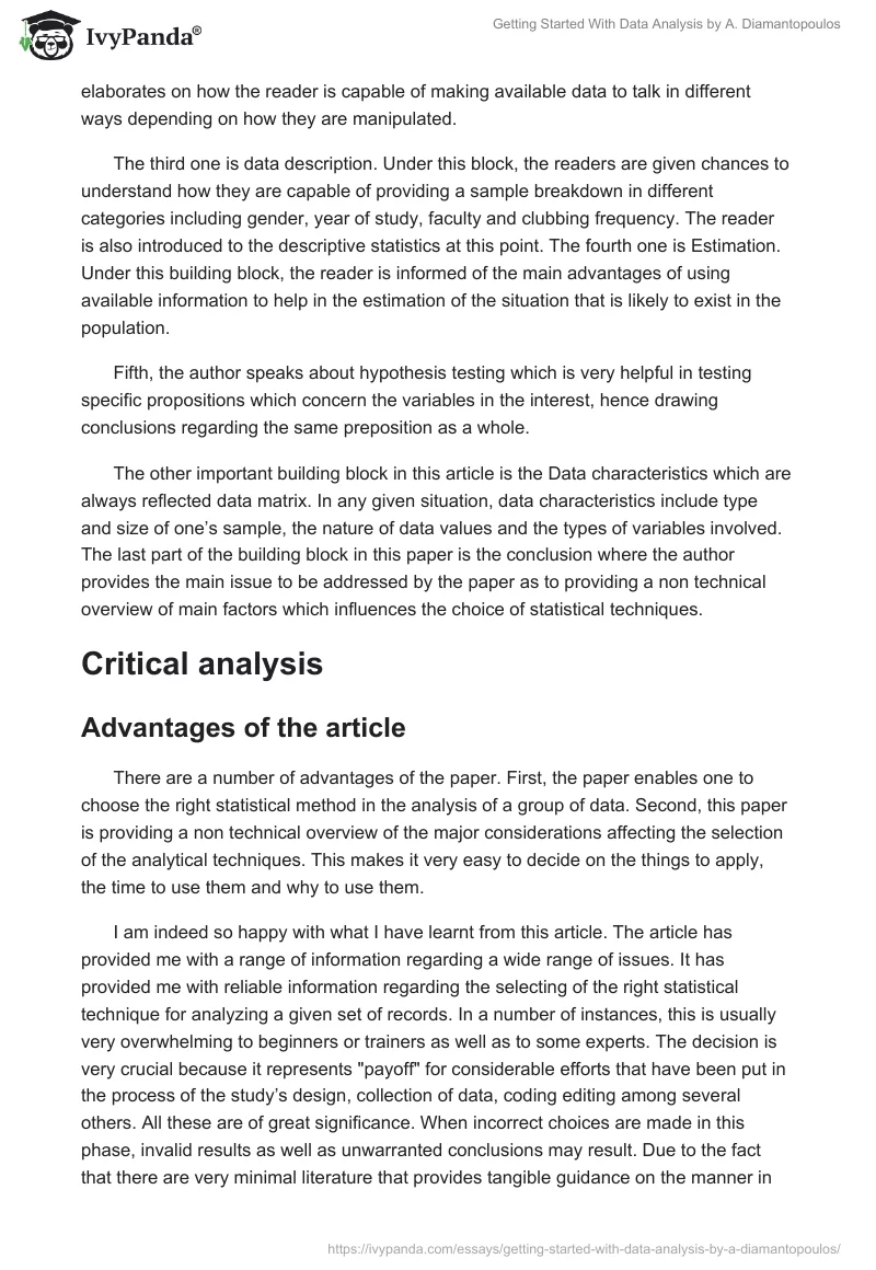 "Getting Started With Data Analysis" by A. Diamantopoulos. Page 2