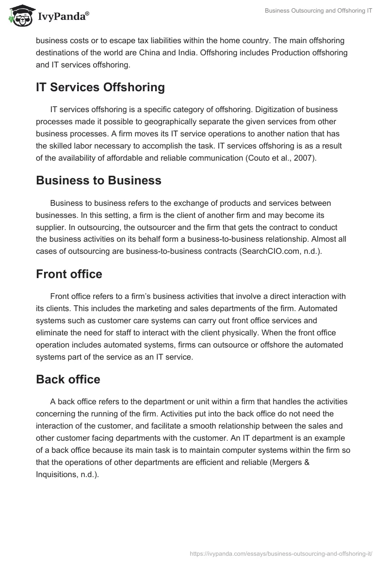 Business Outsourcing and Offshoring IT. Page 2