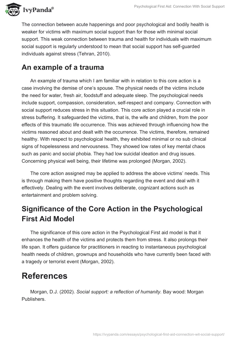 Psychological First Aid: Connection With Social Support. Page 2